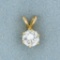 Over 1/2ct Solitaire Diamond Pendant In 14k Yellow Gold