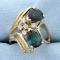 Over 2ct Chrome Tourmaline And Diamond Ring In 14k Yellow Gold