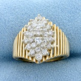 1ct Tw Diamond Cluster Ring In 14k Yellow Gold