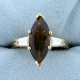 Smoky Topaz And Cz Statement Ring In 14k Yellow Gold