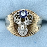 Vintage Benevolent And Protective Order Of Elks Ring In 10k Yellow And White Gold