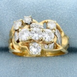 Vintage Custom Designed 1.75ct Tw Diamond Ring In 14k Yellow Gold