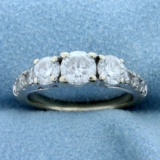 Certified 1.5ct Tw Diamond Engagement Or Anniversary Ring In 14k White Gold