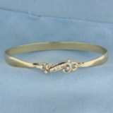 1/4ct Tw Baguette And Round Diamond Bangle Bracelet In 14k Yellow Gold