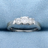 Three-stone Diamond Wedding Or Anniversary Ring In 14k White Gold And Platinum