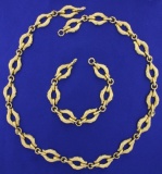 Italian Made Adjustable Heavy Necklace And Bracelet Set In 18k Yellow Gold
