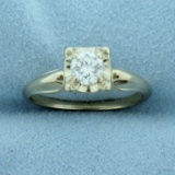 Vintage .4ct Diamond Solitaire Engagement Ring In 14k White Gold