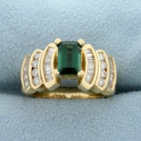 1.5ct Tw Chrome Tourmaline And Diamond Ring In 14k Yellow Gold