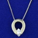Italian-made 2/3ct Solitaire Diamond Necklace In 14k White Gold