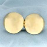 Large Circular Dome Statement Earrings In 14k Yellow Gold