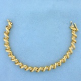 Unique 1ct Tw Diamond Spiral Design Tennis Line Bracelet In 14k Yellow Gold