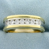 Men's 1/2ct Tw Diamond Channel Set Wedding Or Anniversary Ring In 18k Yellow And White Gold