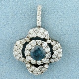 1 1/3ct Tw Blue And White Diamond A Pendant In 18k White Gold