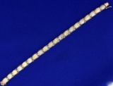 Two Tone Diamond Cut Designer Link Bracelet In 14k Yellow Gold