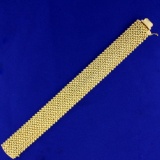 7 1/2 Inch Italian Made Mesh Link Chain Bracelet In 14k Yellow Gold