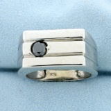 Men's 1/2cct Black Diamond Ring In 10k White Gold