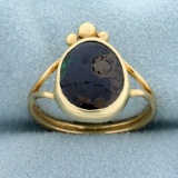 Natural Agate Ring In 14k Yellow Gold