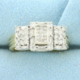 1ct Tw Diamond Invisible Set Engagement Ring In 14k Yellow And White Gold
