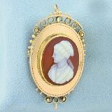 Vintage Cameo Pin Or Pendant Combination In 14k Yellow Gold