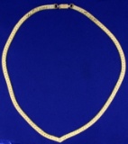Heavy 18 1/2 Inch Herringbone Chain Necklace In 14k Yellow Gold