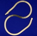 Heavy Italian Made 20 1/2 Inch Herringbone Chain Necklace In 14k Yellow Gold