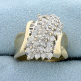 1ct Tw Diamond Cluster Ring In 10k Yellow Gold