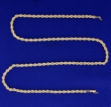 Thick 24 Inch Rope Style Chain Necklace In 14k Yellow Gold