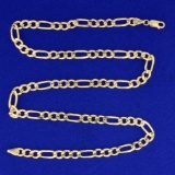 Italian Made 20 Inch Figaro Chain Necklace In 10k Yellow Gold