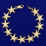 Starfish Link Bracelet In 14k Yellow Gold