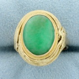 7ct Natural Jade Solitaire Ring In 14k Yellow Gold