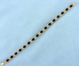 9ct Tw Sapphire And Diamond Tennis Bracelet In 14k Yellow Gold