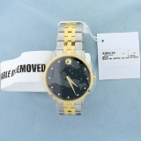 Brand New Men's Movado Museum Classic Diamond Watch In Stainless Steel