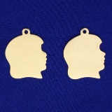 2 Girl Silhouette Pendants Or Charms In 14k Yellow Gold