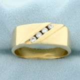 Men's Four Stone Diamond Ring In 14k Yellow Gold