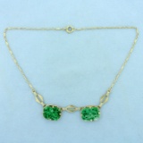Vintage Jade And Pearl Necklace In 14k Yellow Gold