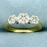 1/2ct Tw Diamond Flower Design Ring In 14k Yellow And White Gold