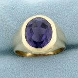 5ct Color Changing Lab Sapphire Ring In 10k Yellow Gold