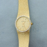 Lucien Piccard Diamond Womens Watch In Solid 14k Yellow Gold