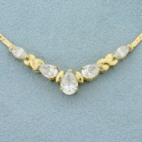 2ct Tw Pear And Marquise Cz Necklace In 14k Yellow Gold