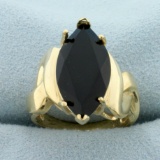 Onyx Solitaire Statement Ring In 10k Yellow Gold