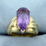 3ct Amethyst Solitaire Ring In 14k Yellow Gold