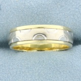 Unique Two Tone Band Ring In 14k Yellow And White Gold