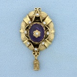 Vintage Amethyst And Pearl Pin/pendant In 14k Yellow Gold