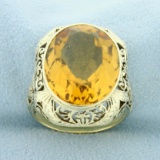 10t Citrine Solitaire Filigree Ring In 14k Yellow Gold