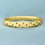 Multi Color Enamel Bangle Bracelet In 14k Yellow Gold