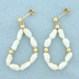 Baroque Pearl And Gold Bead Dangle Earrings In 14k Yellow Gold