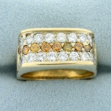 2ct Tw Cognac And White Diamond Ring In 14k Yellow Gold