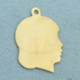 Inscribable Girl Pendant Or Charm In 14k Yellow Gold