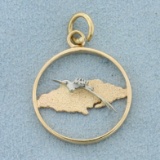 Jamaica Red Billed Streamertail Bird Pendant Or Charm In 14k Yellow And White Gold