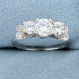 1ct Tw Diamond Engagement Or Anniversary Three Stone Ring In 14k White Gold